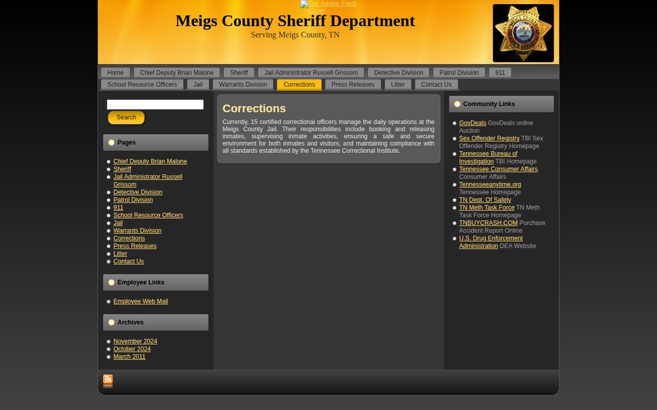Meigs County booking and release record source